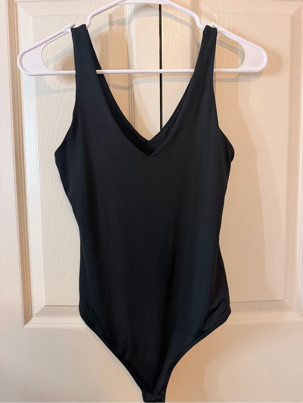 Black V-Neck Bodysuit for Women